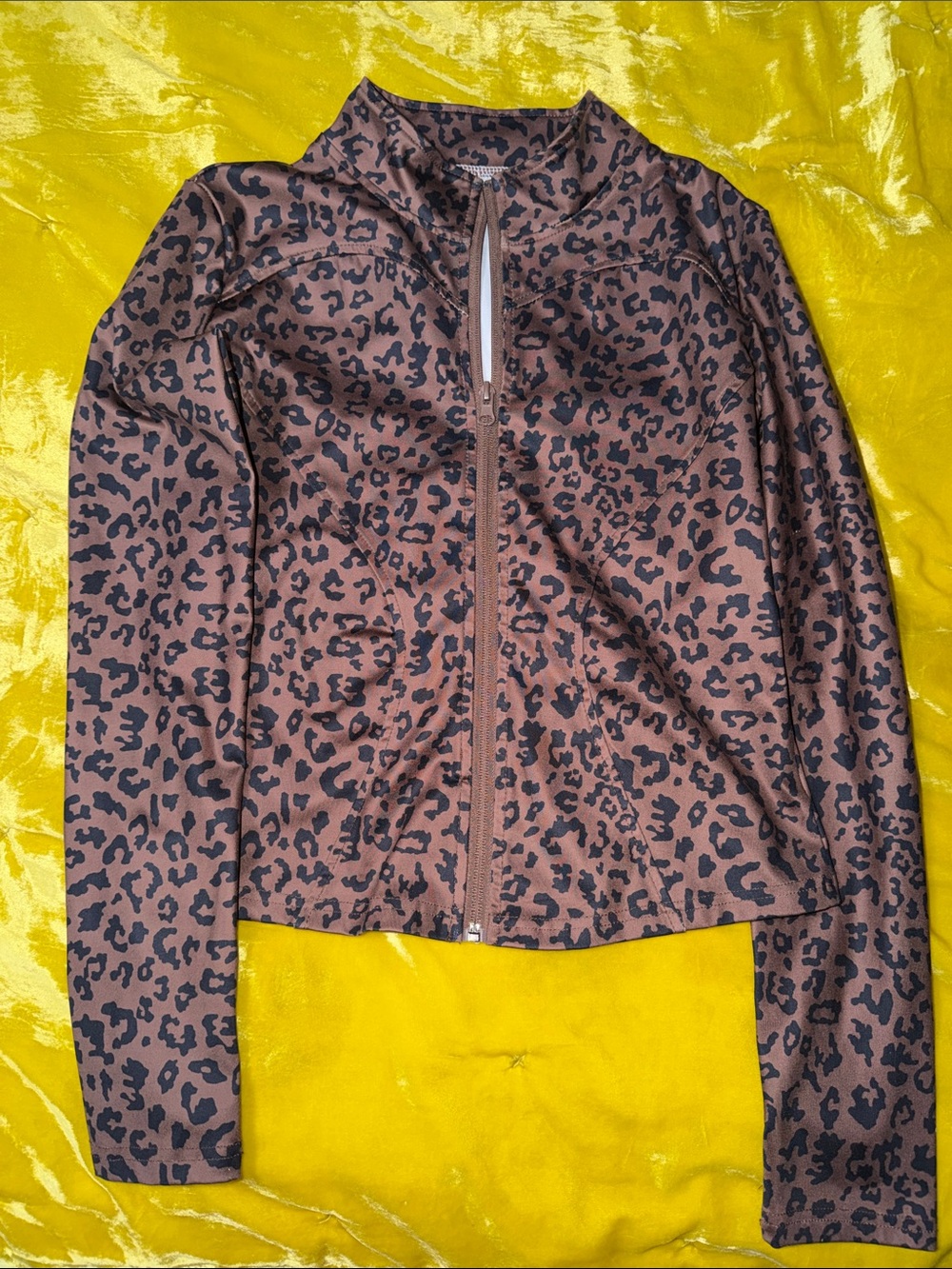 Source Unknown Brown Leopard Print Bomber Jacket